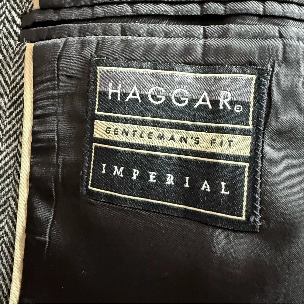 Vintage Haggar Imperial Black & White Herringbone Blazer | Made in USA | 44R - Picture 2 of 14